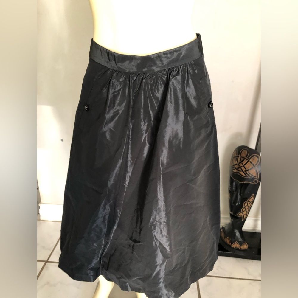 Tory Burch Shimmering Black Taffeta A-Line Skirt Size 4 - Picture 11 of 11